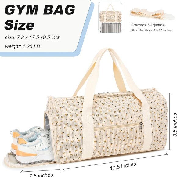for Gym Sports Women Girls Workout Travel Bag Weekender with Shoe Compartment an - Picture 3 of 9